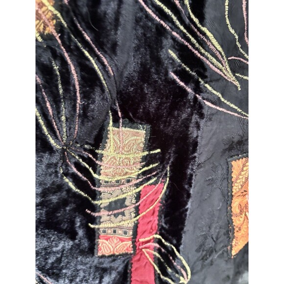 Vtg Velvet Patchwork Maxi Skirt Red Black Floral Whimsigoth Goth Witchy Stevie - Picture 3 of 12